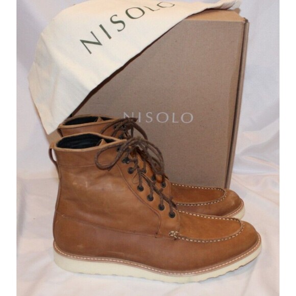 NISOLO MEN\'S ALL WEATHER‎ MATEO LEATHER BOOTS TOBACCO BROWN $260 NIB main image 4